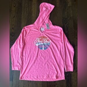 NWT NYC Souvenir Hooded Long Sleeve Shirt Youth L
